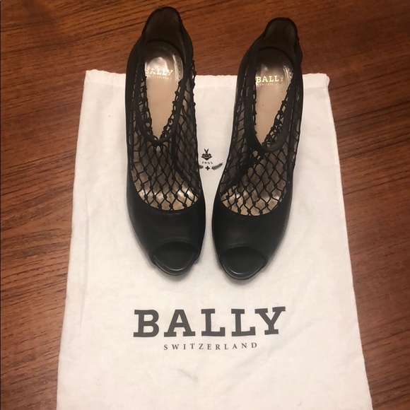 BALLY | Peep Toe Fishnet Wood Block Heels - V Rare - Picture 1 of 8